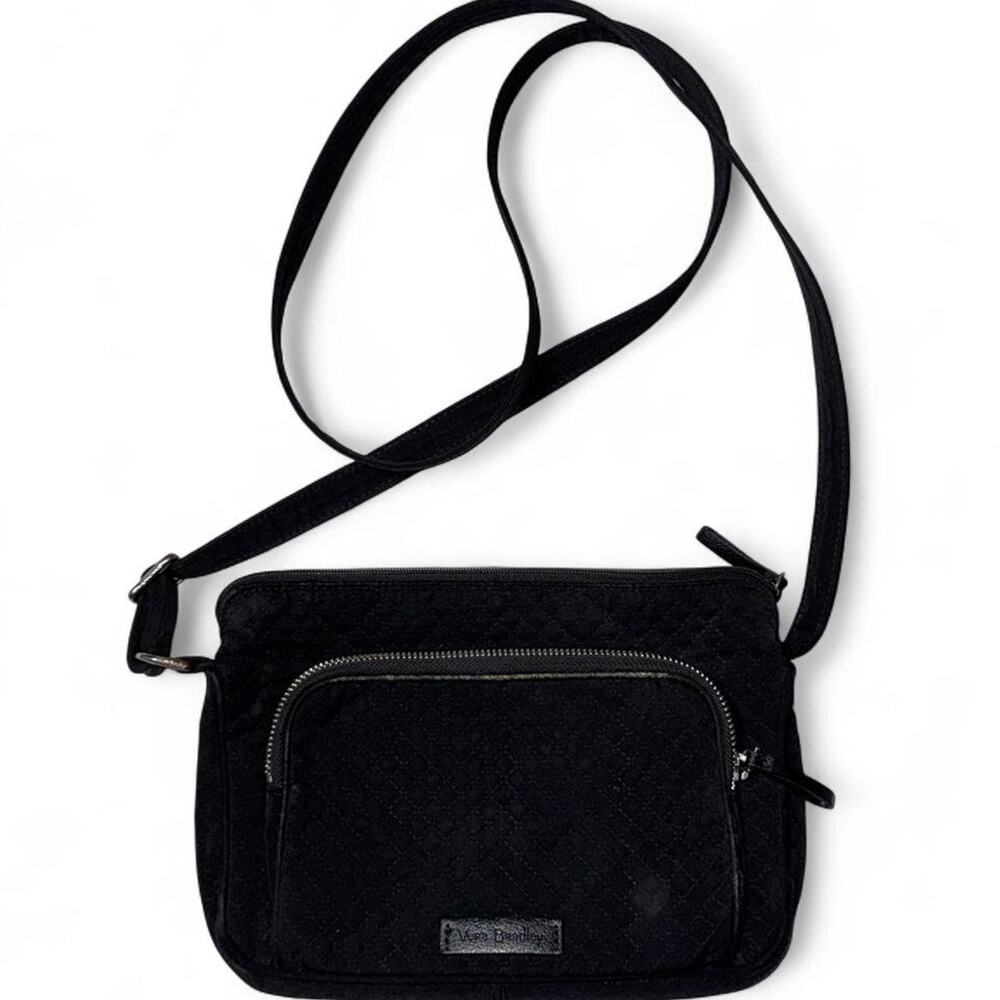 Vera Bradley black quilted crossbody bag with adjustable strap